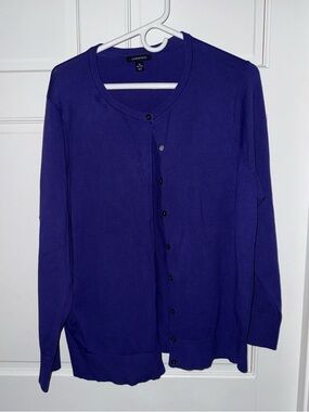 Lands' End Purple Button-Front Women's Cardigan